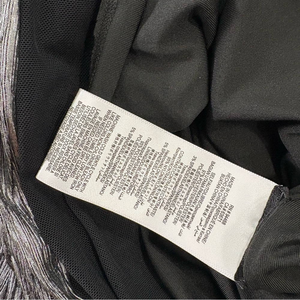 BCBGMaxAzria bodycon one-Shoulder Dress in metallic silver black mesh small nwt - Picture 4 of 5
